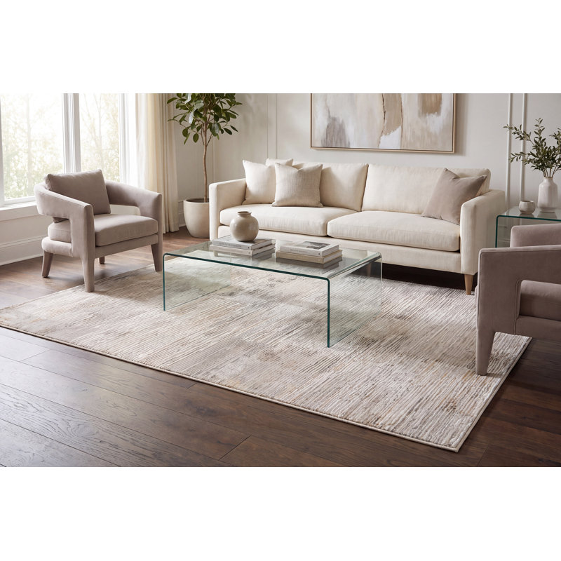 Tapis ivoire / gris Lana, Rectangle 6 pi 7 po x 9 pi 6 po