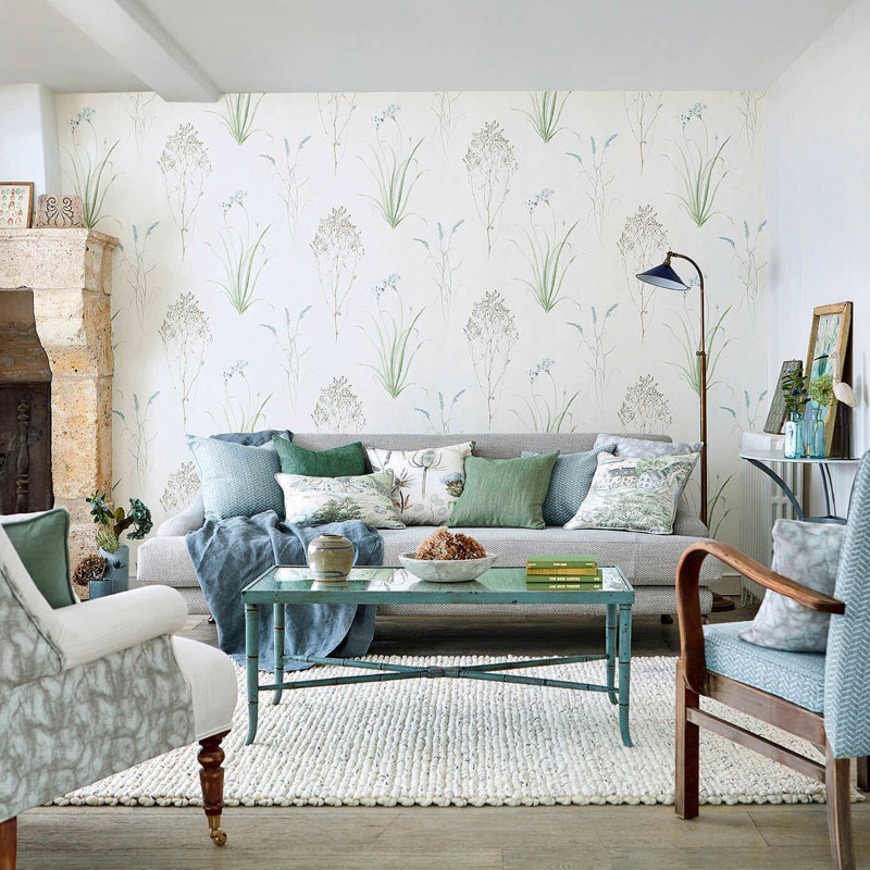 Farne Grasses Wallpaper, Silver/Ivory