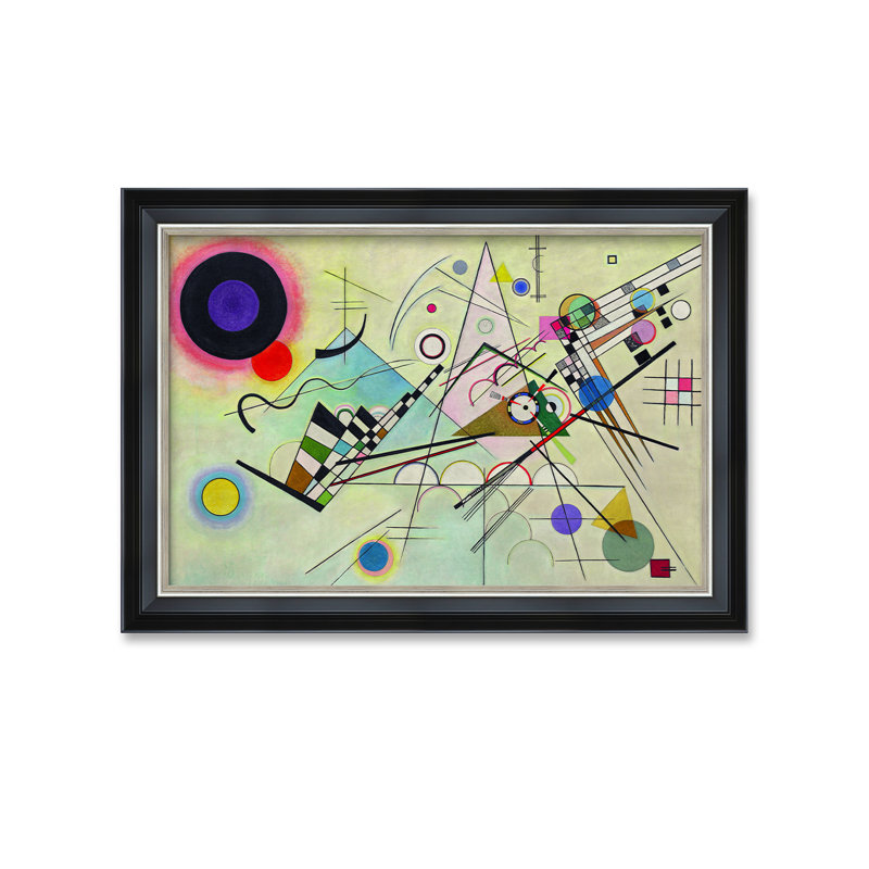 Composition 8 par Wassily Kandinsky, art mural abstrait, estampes numériques sur toile de coton sans acide, Cadre photo noir