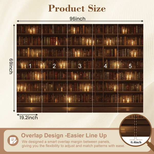 Red Barrel Studio Book Shelf Peel and Stick Wallpaper Vintage Library ...