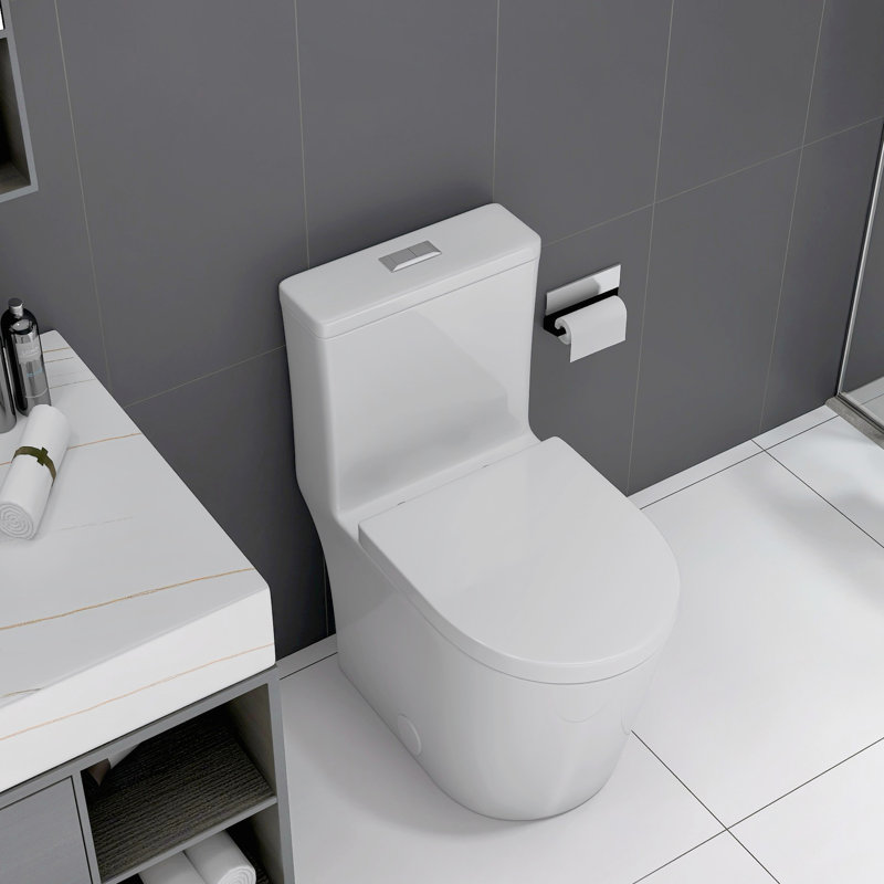 Toilette compacte en porcelaine blanche - 23 po de profondeur courte pour les petites salles de bain, double chasse, entretien facile, porcelaine silencieuse, 23 po de profondeur, chasse silencieuse, installation