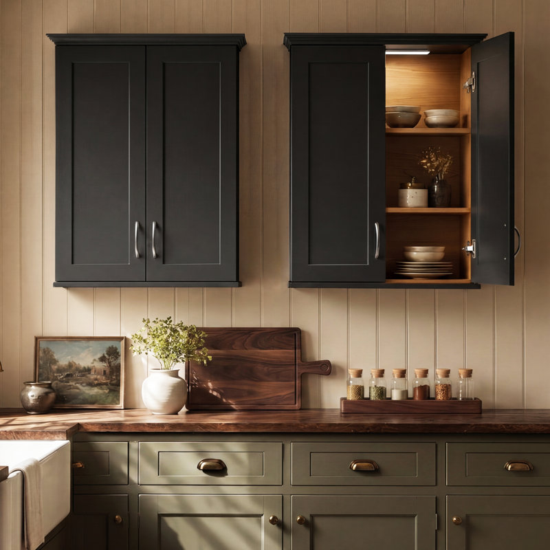 Armoire de salle de bain murale 23 po x 30 po Shaker avec intérieur grain de bois et charnières à fermeture en douceur DTC