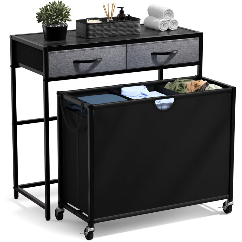 Commode à 3 tiroirs avec roulettes et 2 tiroirs Sorbus, noir / gris, Noir/gris