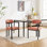 Chaises de salle à manger rembourrées de style Mid-Century orange avec pieds en métal noir et conception incurvée, de 2, 17,88 lb chacune, idéales pour un dossier à oreilles moderne, forme rectangulaire, rembourrage en mousse, profondeur de 20,55 po, simple