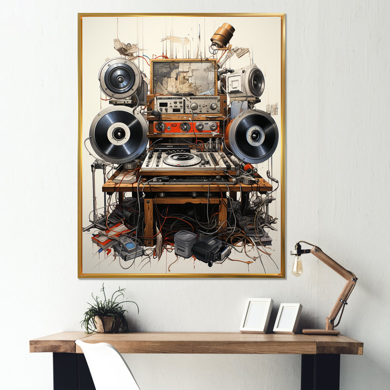 Schéma d'un plateau tournant II sur toile, Cadre flottant doré, H 40 po x l 30 po