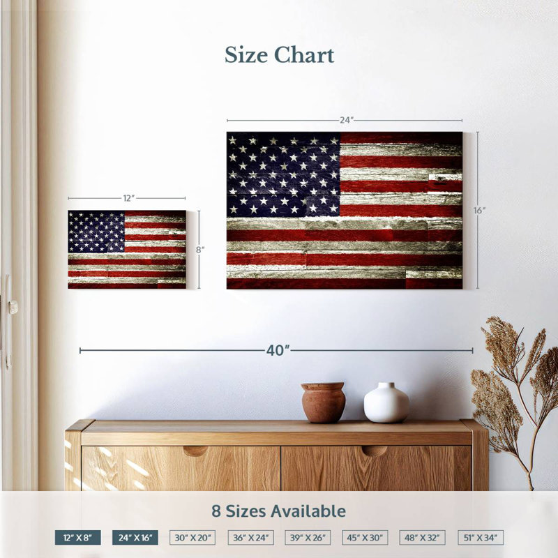 Borges American Flag Rustic, 16" H x 24" W