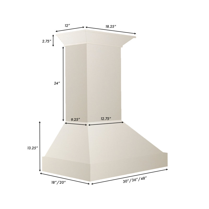30" Wood 400 CFM Ducted Wall Mount Range Hood, Unfinished Wood, 30" W