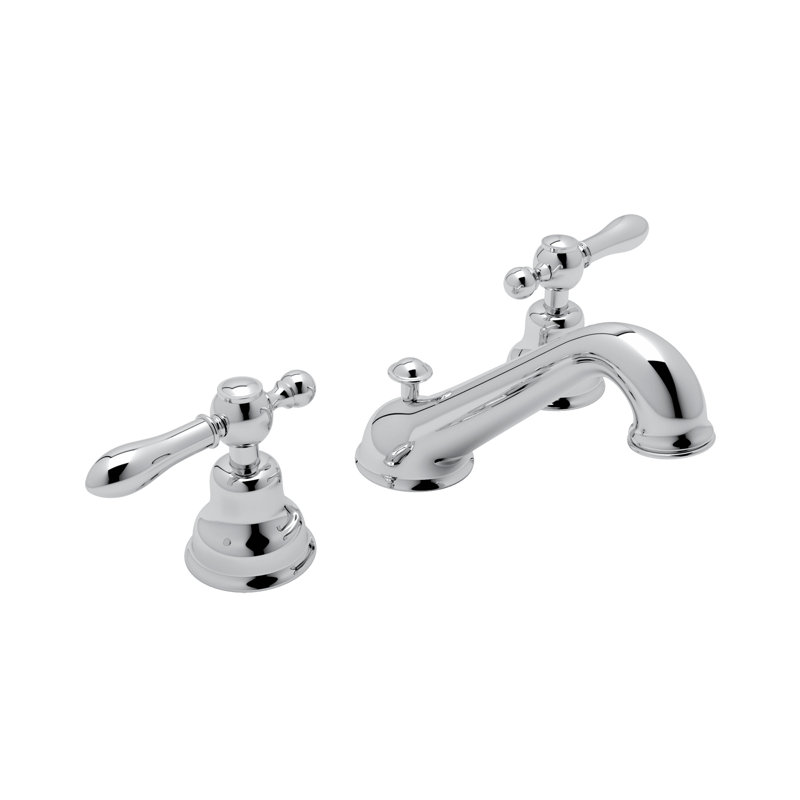 Arcana Widespread Lavatory Faucet With C-Spout, Polished Chrome, Lever