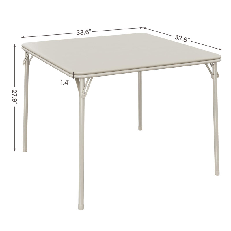 Folding Table, 33.6 Inch Folding Card Table, Portable Square Folding Table With Pu Soft Cushion, Beige