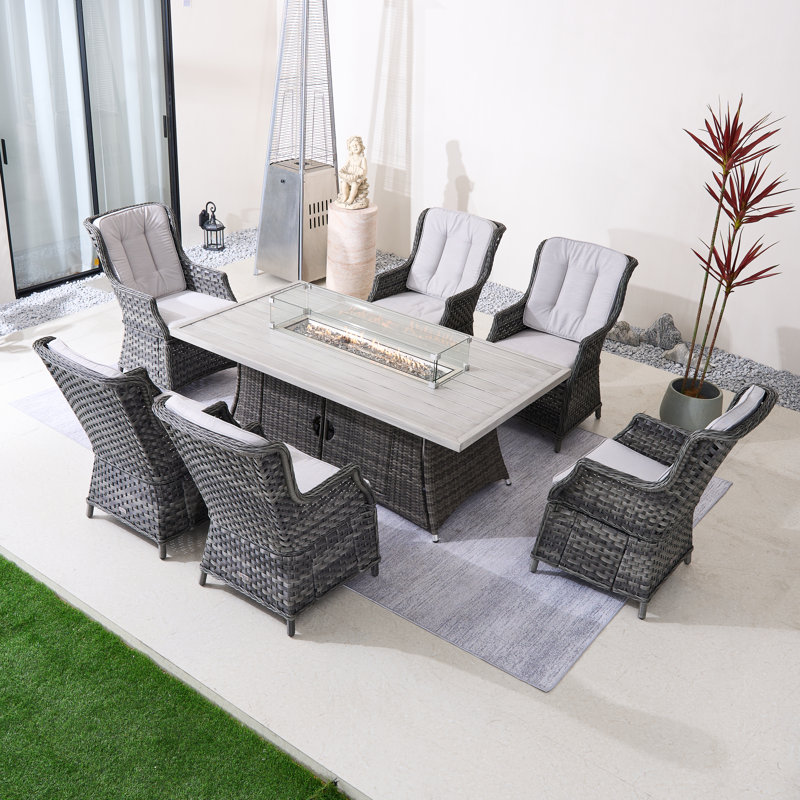 6 - Person Rectangular Outdoor Dining Set With Cushions