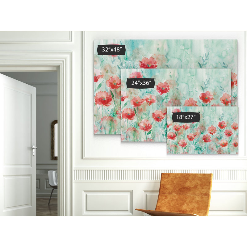 " Poppies And Queen Anne ", 24" H x 36" W x 1.5" D