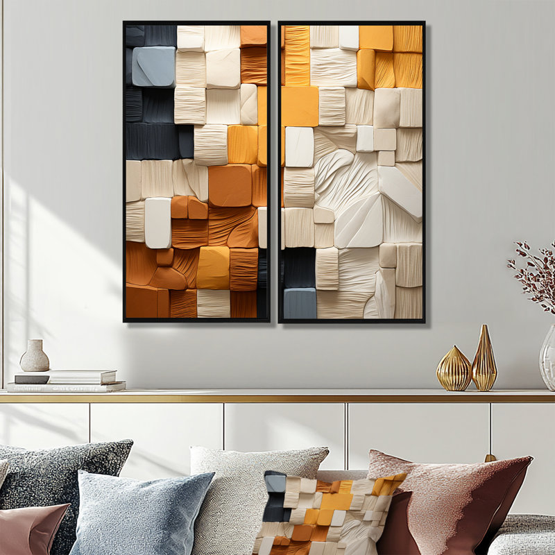 Coenraad - Art mural moderne 2 pièces, 20" H x 24" W, Black, Impression encadrée flottante