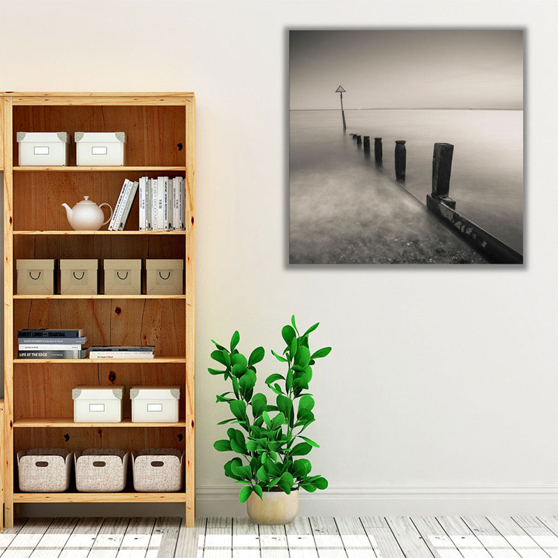 Groynes at Dusk, Hayling Island, UK - reproduction d'art sur toile, H 16 po x l 16 po