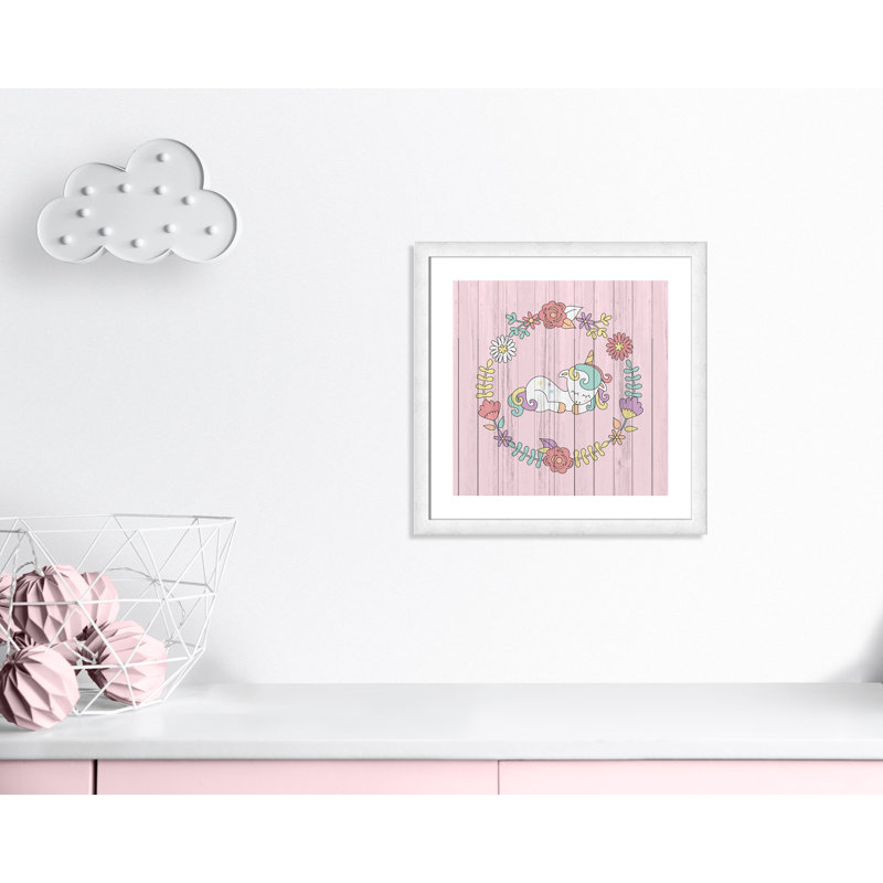 Décoration murale pour enfants, H 24,5 po x l 24,5 po x P 0,63 po, Encadré plat à grain de bois blanc