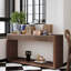 Console moderne à 2 tiroirs cannelés de 152 cm (60 po), en placage de bois naturel, idéale comme table d'appoint derrière un canapé, pour le salon, le corridor, l'entrée ou le bureau. Finition noyer.-1087737757-1087737752-1087737759