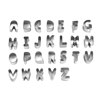 Christmas Decorations 26 Piece Set Of Mini Alphabet Cutters Stainless Steel Small Baking Tools for Soft Cookies Cakes