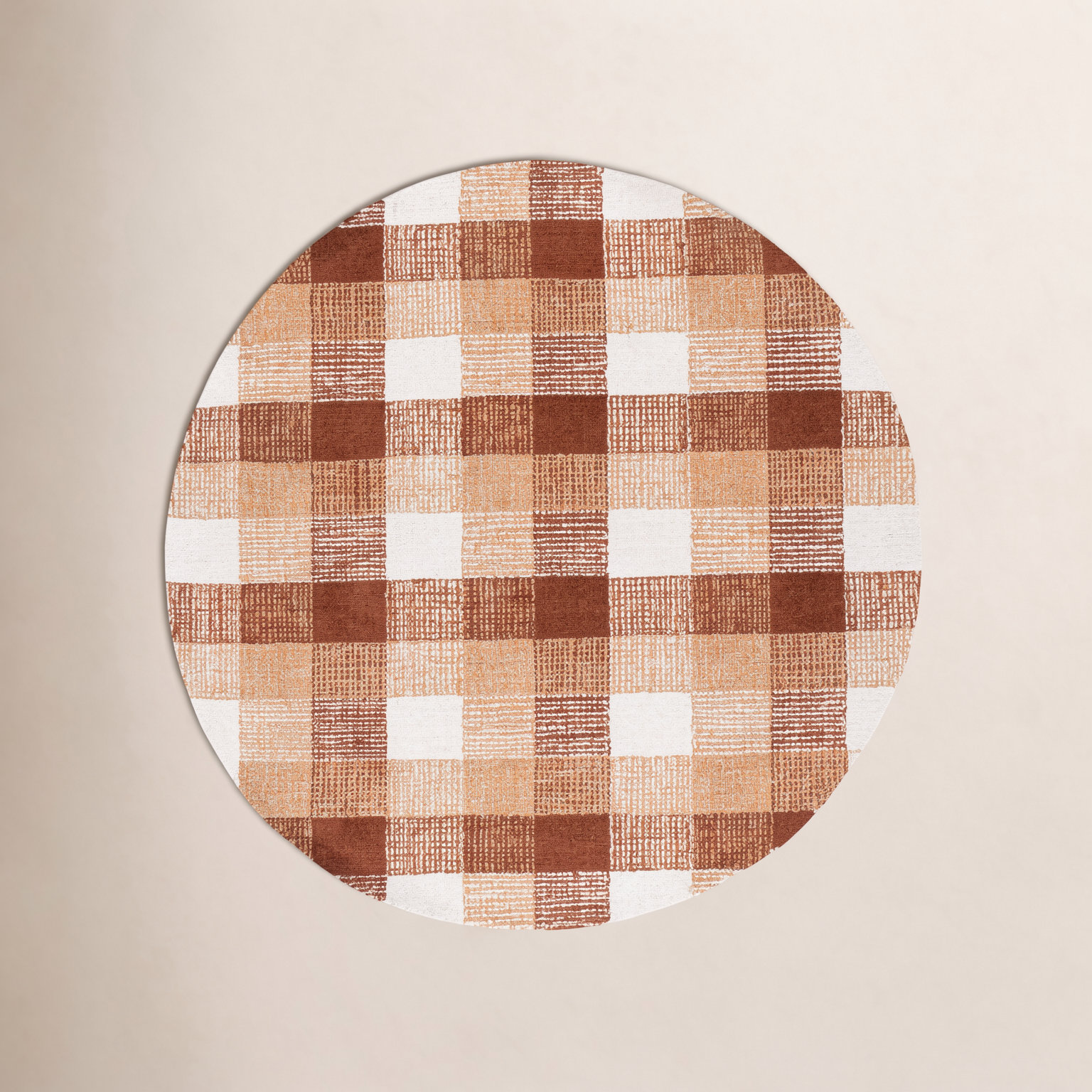 Hand-Tufted Wool Plaid Rug, Round 6'