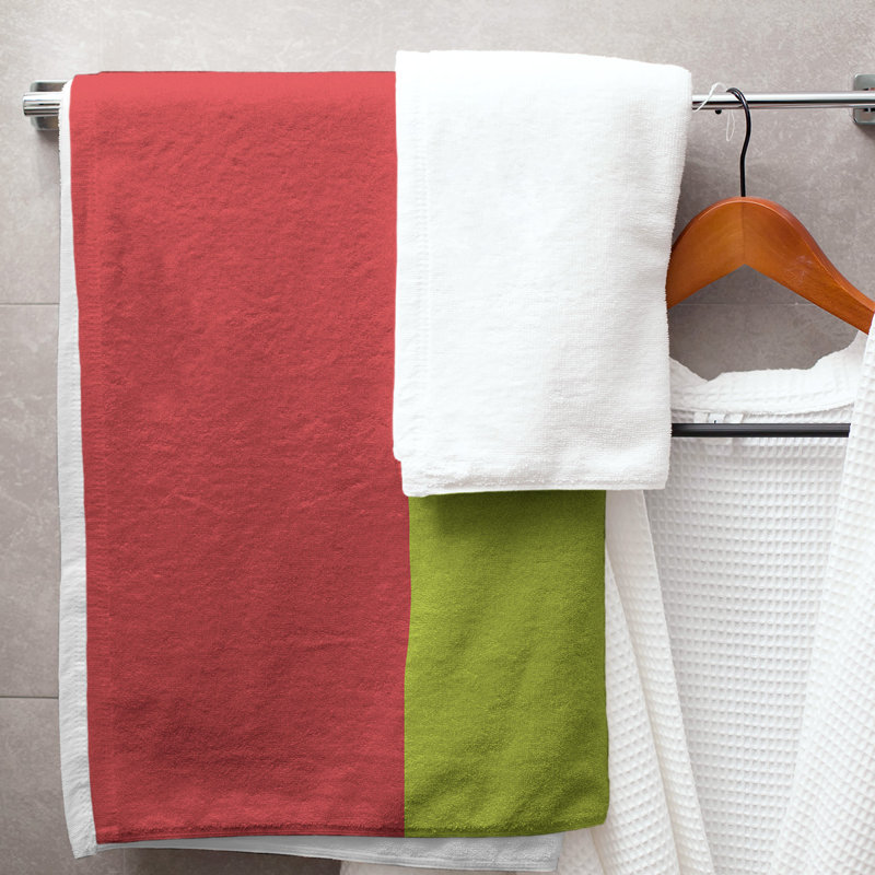 Lightweight Beach Towel, Poly/Cotton, Torch Red/Volt Green