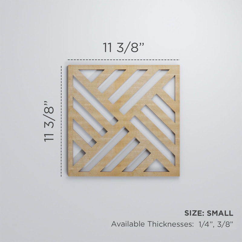 Allen Decorative Fretwork Wood Wall Panels, Birch, 7 3/8"H x 7 3/8"W x 3/8"D