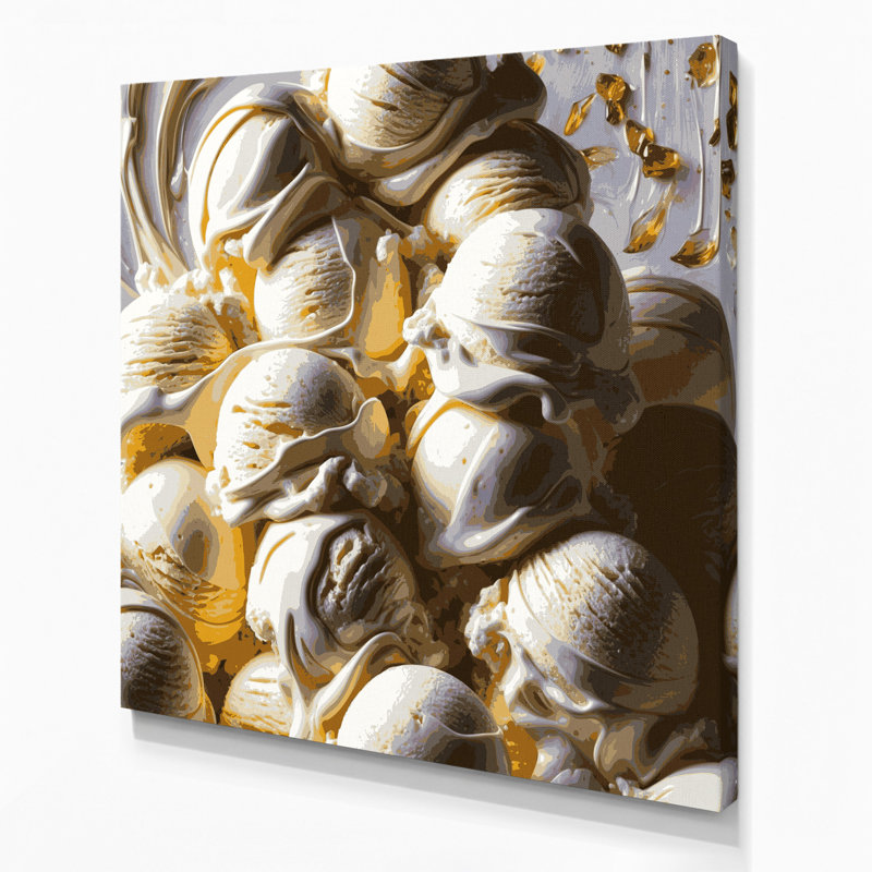Desserts, vanille, crème glacée, art mural sur toile, H 32 po x l 32 po