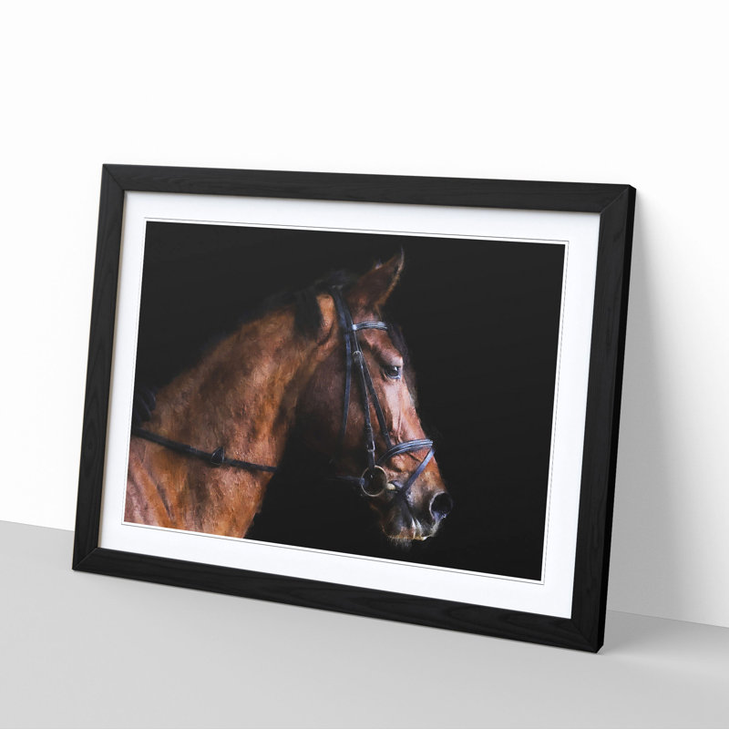 Horse Portrait - Picture Frame Painting Print, 45cm H x 63cm W x 2cm D, Black Framed