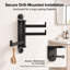 Crochet mural mural à 3 bras pivotants