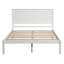 Base de lit plateforme avec tête de lit, support à lattes de bois, aucun sommier requis, lit double, blanc