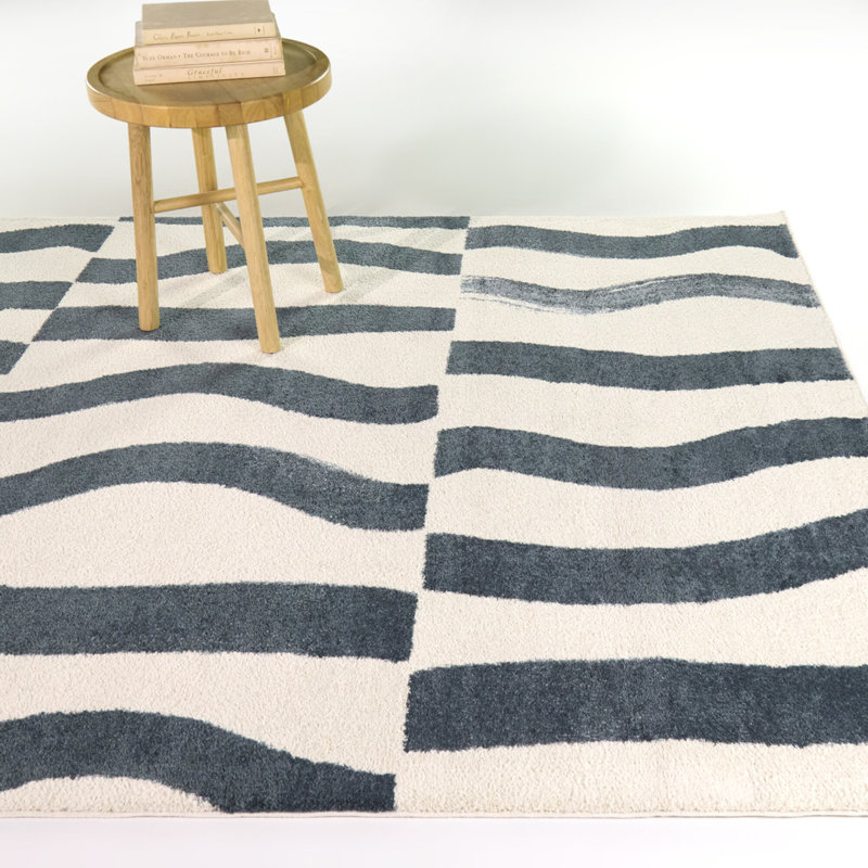 Errol Blue Organic Brush Strokes Area Rug, 7'10" x 10'