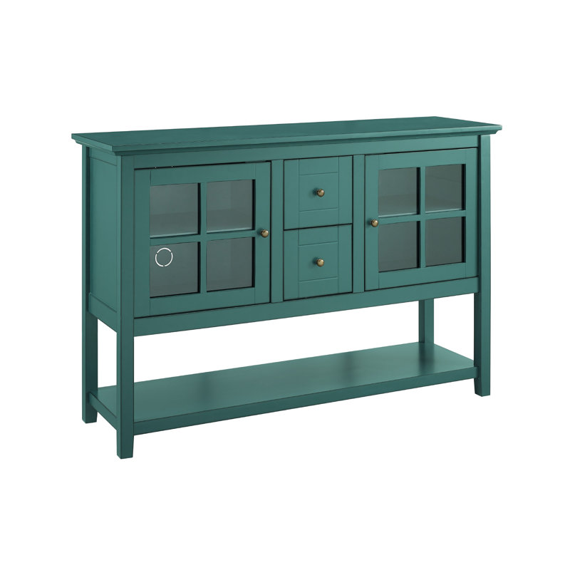 Meuble télé à 2 portes pour téléviseur de 58 po ou moins Gylla, Bleu sarcelle foncé antique