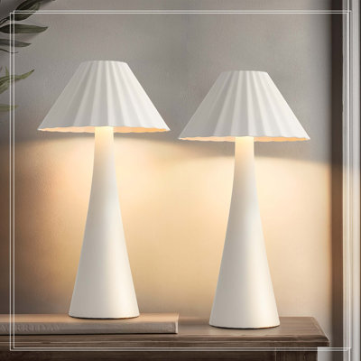 26.5 Inch Modern Mini Table Lamp Set Of 2, Small Nightstand Lamp With Top Touch Control and USB Charging, Metal Desk Lamp with Dimmable LED Light For Living Room, Bedroom, Office, Study, Outdoor