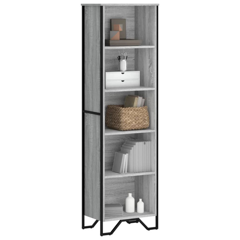 Samiria Bookcase, (5 Shelves) 169cm H x 50cm W x 31cm D, Grey Sonoma