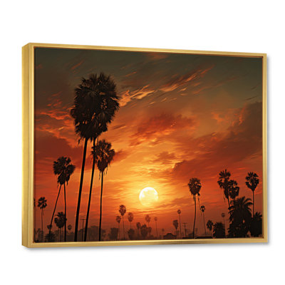 Coucher de soleil avec palmiers sur toile