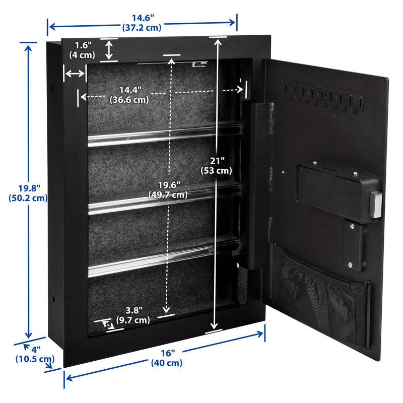 Black Steel Biometric In-Wall Safe with LED Light