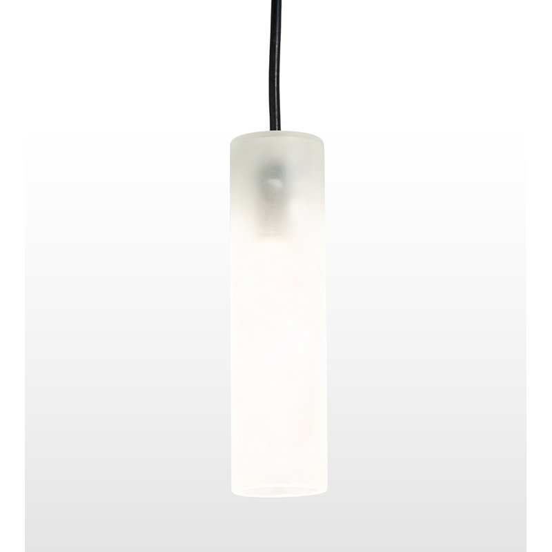Luminaire suspendu à cylindre simple 1 lumières, Blanc givré, H 77 po x l 2 po x P 2 po