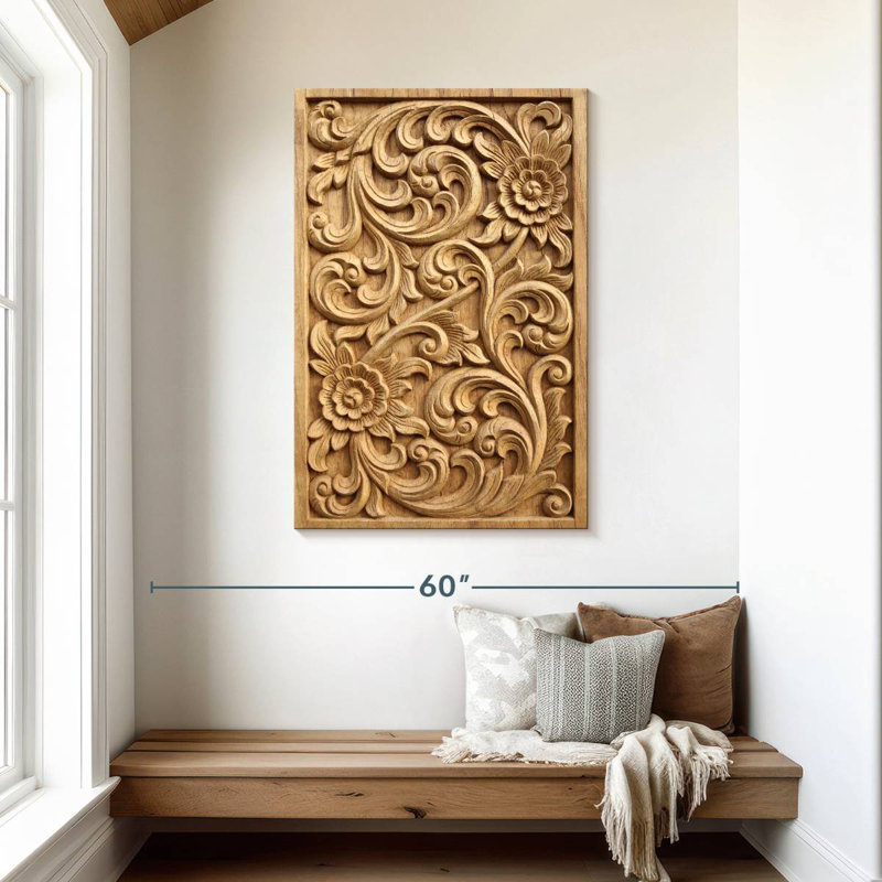 Senne Floral Carved Wood, 45" H x 30" W