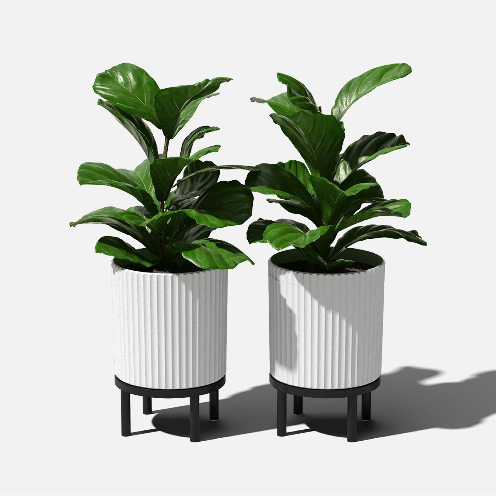 Demi Series Planter with Stand, 2, White/Black, 16" H x 10.5" W x 10.5" D