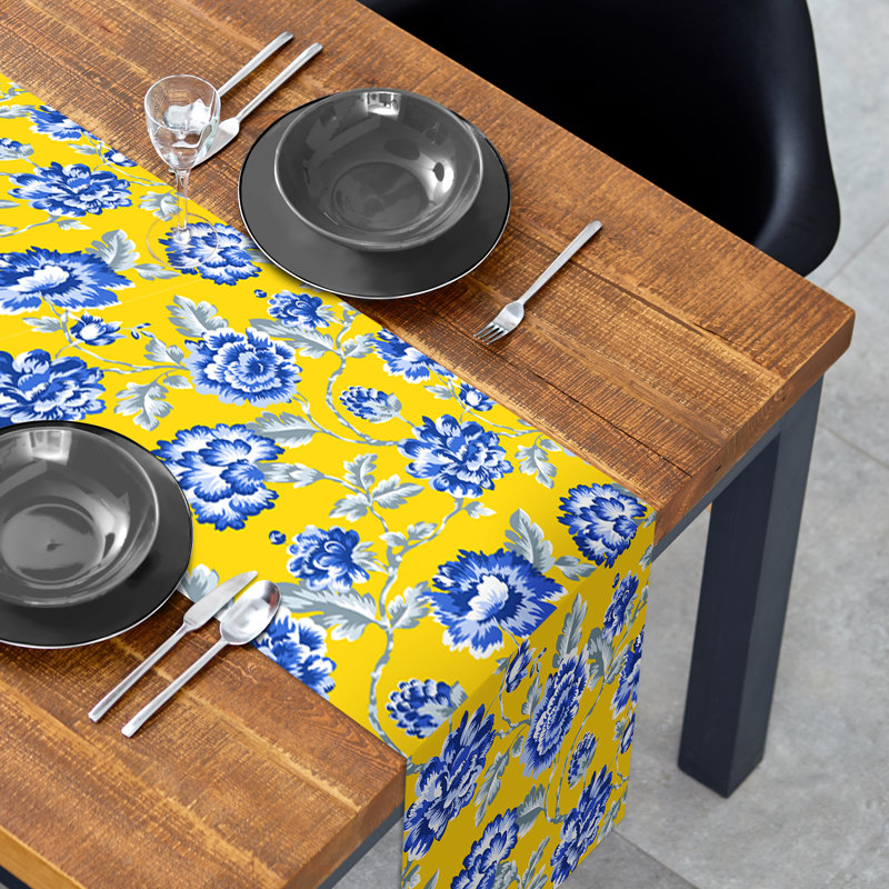 Arpad Printed Table Runner, Yellow/Blue