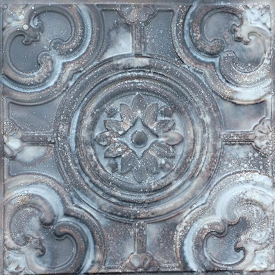 Classical Circles Drop-In or Glue-Up Faux Tin Ceiling Tile - 24 in x 24 in