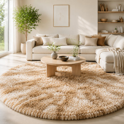 Tapis rond moelleux, tapis à poils longs pelucheux doux pour le balcon de la chambre à coucher, tapis moelleux pour la décoration intérieure, tapis décoratif antidérapant confortable.