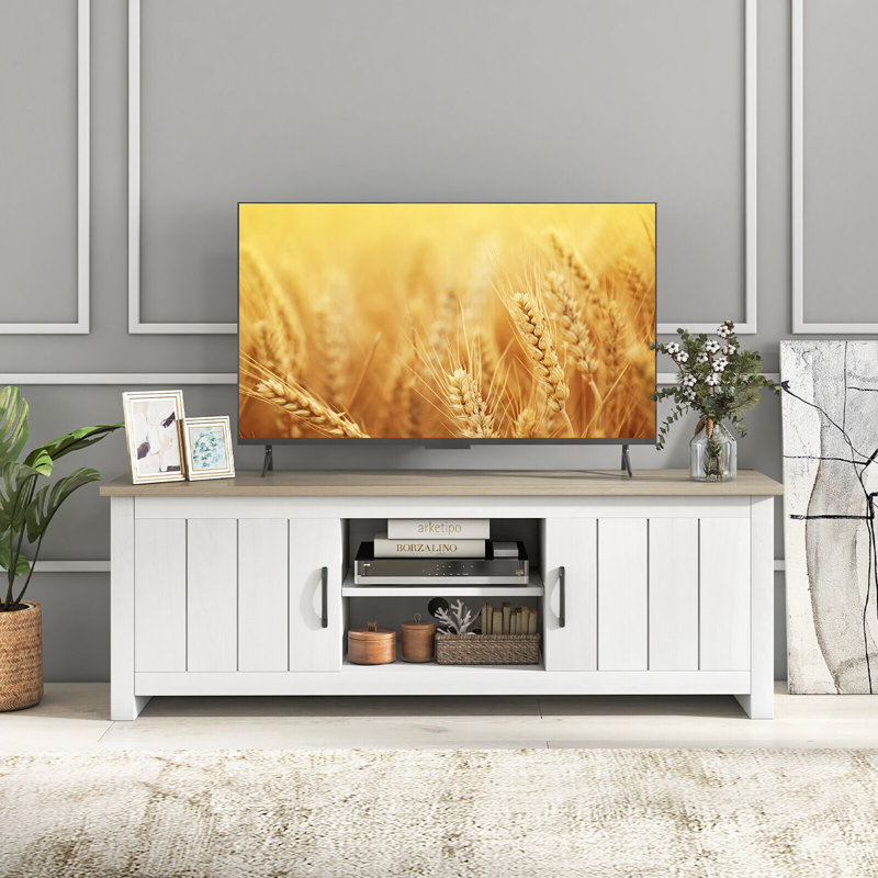 Crédence de rangement l 65 po Einari, Chêne blanc/blanc