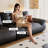 Black Genuine Leather Modular Modern sofa