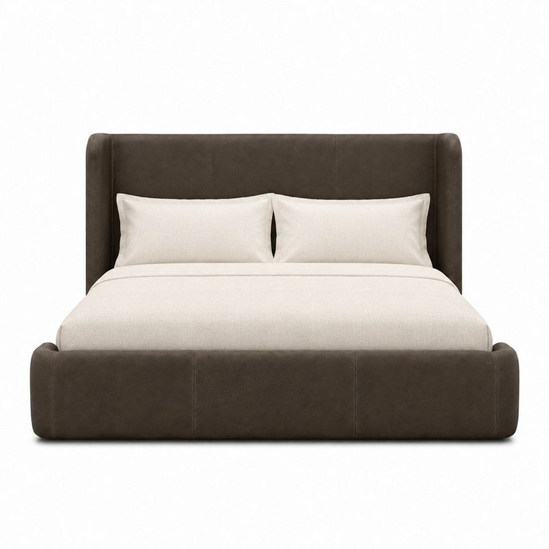Bellagio Heirloom Quality Bed in Buttery Soft 100% Top Grain Leather, Made to Order, Queen, Napa Fudge