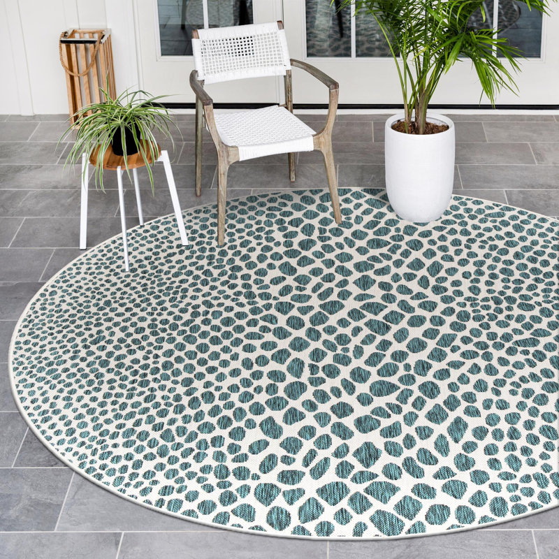 Jill Zarin Cape Town Indoor/Outdoor Rug, Round 5'3", Teal