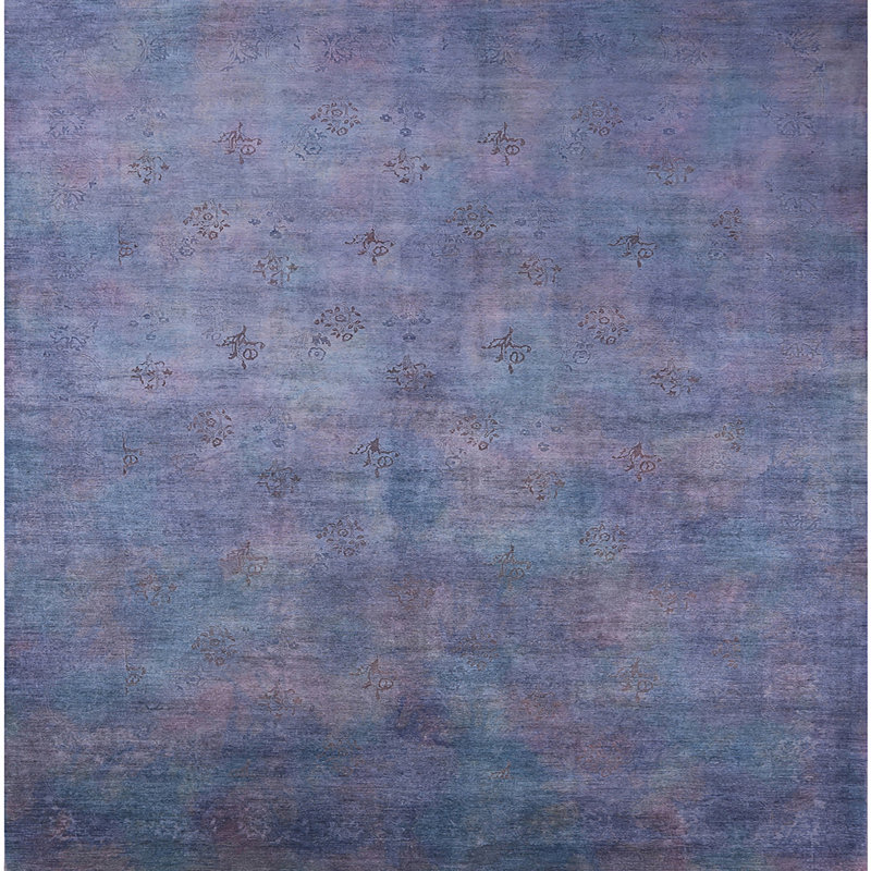 Tapis mauve abstrait, Carré 5 pi