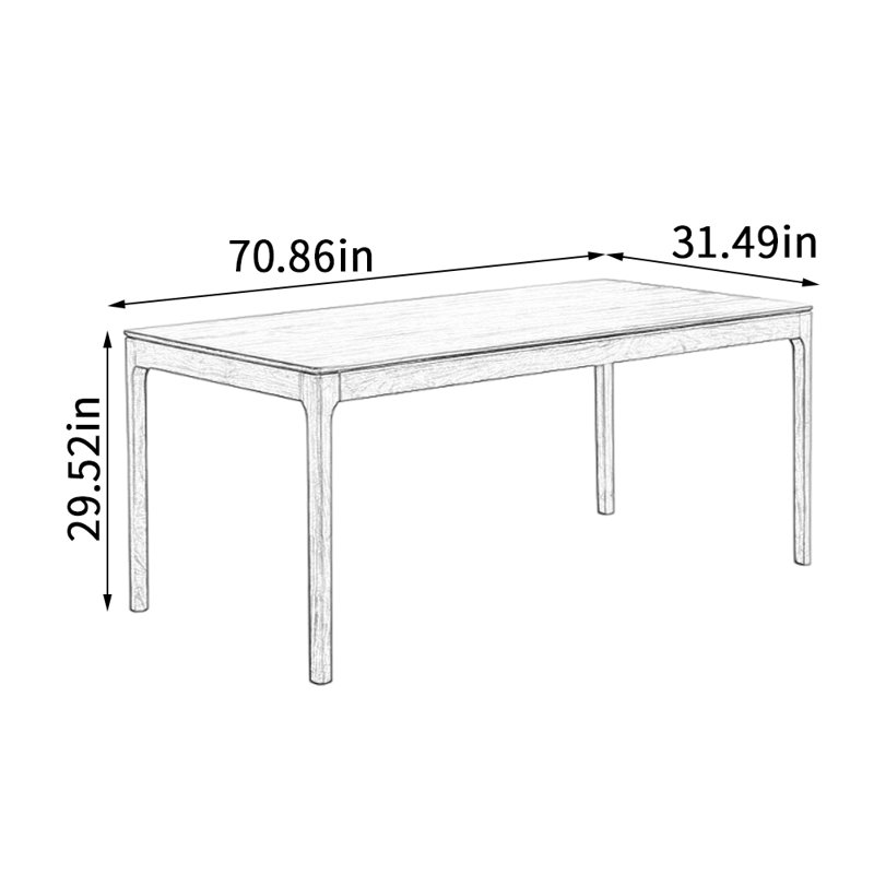Simple Log Walnut Solid Wood Rectangular Table, 29.52"H x 70.86"L x 31.49"W