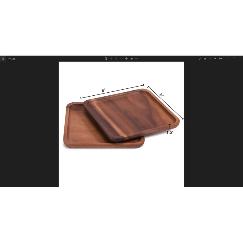 Assiettes carrées en bois d'acacia moyen