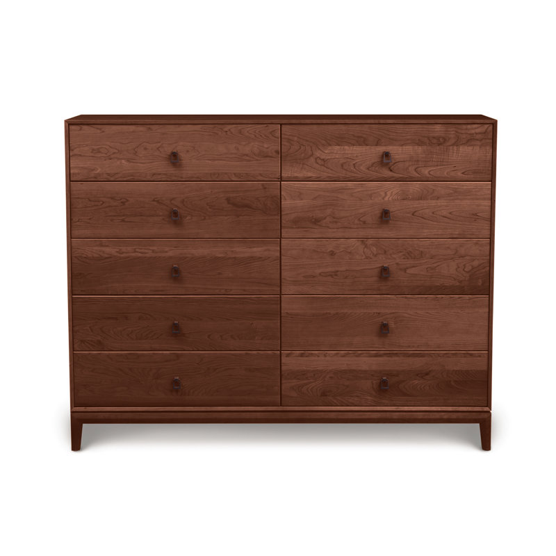 Mansfield 10 - Drawer Solid Wood Dresser, Natural Walnut
