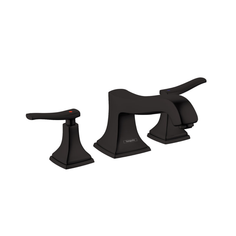 Garniture de baignoire romaine classique à 3 trous Hansgrohe Metropol, Poignée à levier, Noir mat