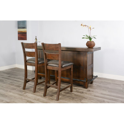 Gridley 80 " L Mahogany Solid Wood Bar Set