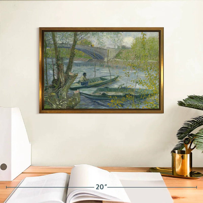Pêche au printemps, Cadre flottant doré, 13 po x 9 po